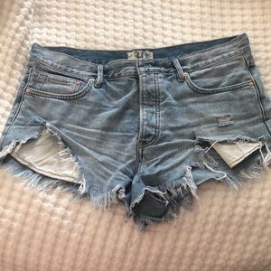 Free People denim cut off shorts.